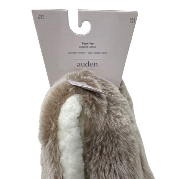 Faux-Fur Slipper Socks M/L 8-10 By Auden Lined For Warmth Slip-Resistant Soles 1 - Picture 3 of 9